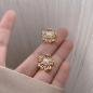 Preview: 360Home Silber pin Perle luftige Vintage Ohrringe E2356 gold